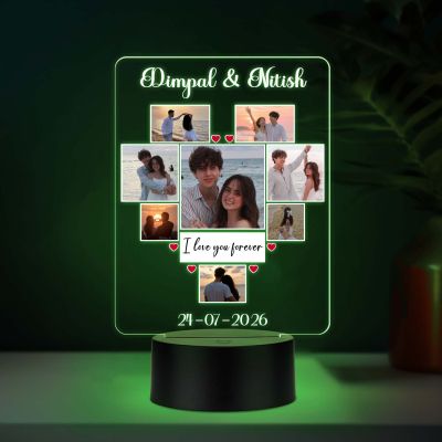 Personalized Couple Collage LED Night Lamp for Long Distance Relationship Gifts Anniversary, Valentine's Day & Wedding Gift for Husband, Wife, Boyfriend, Girlfriend (Multi)